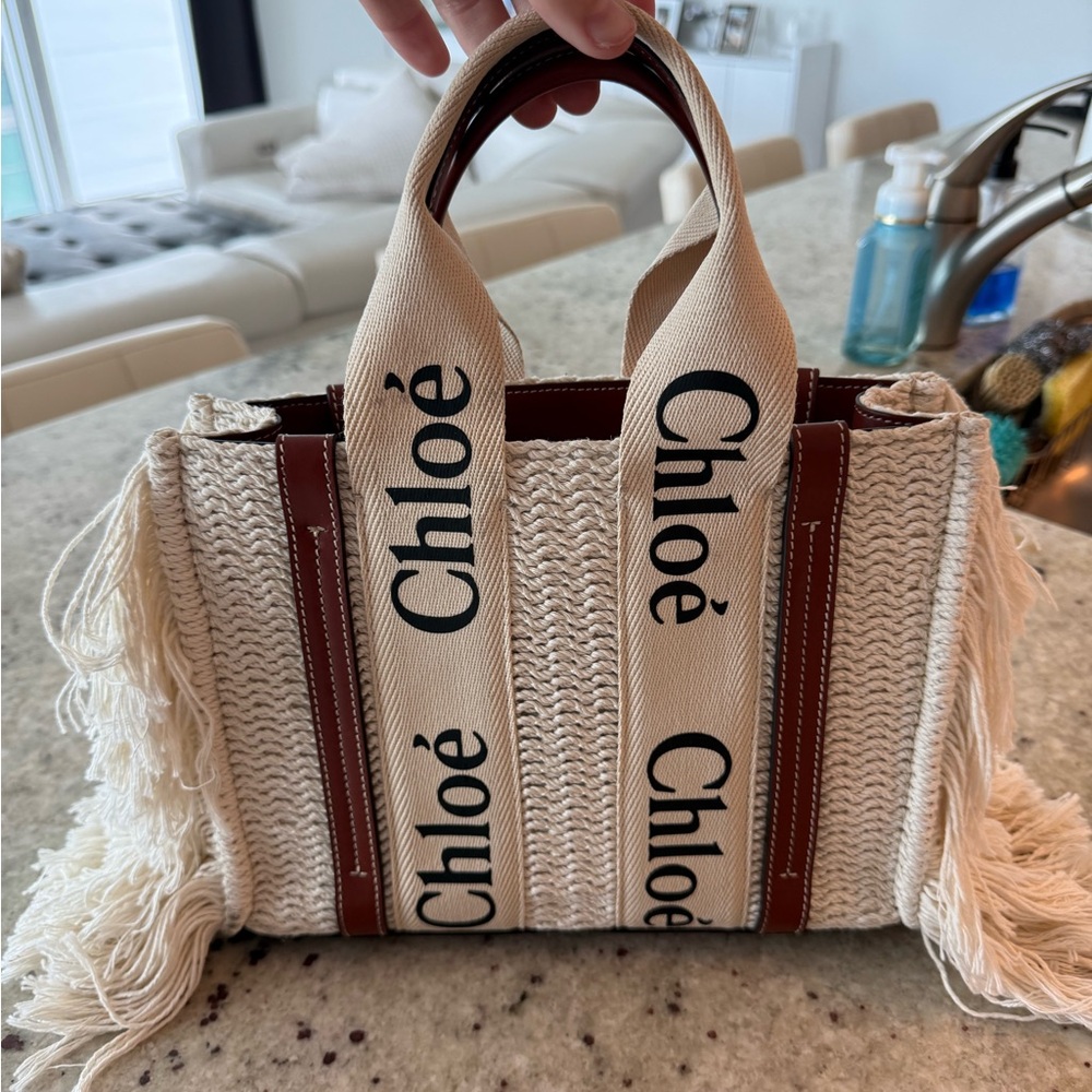Chloe Cream and Brown Designer Tote Bag